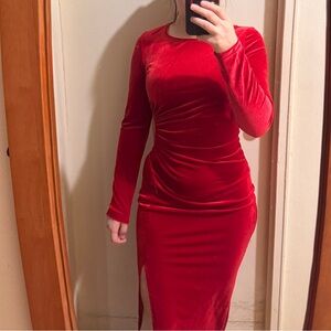 Elegant Red Velvet Dress